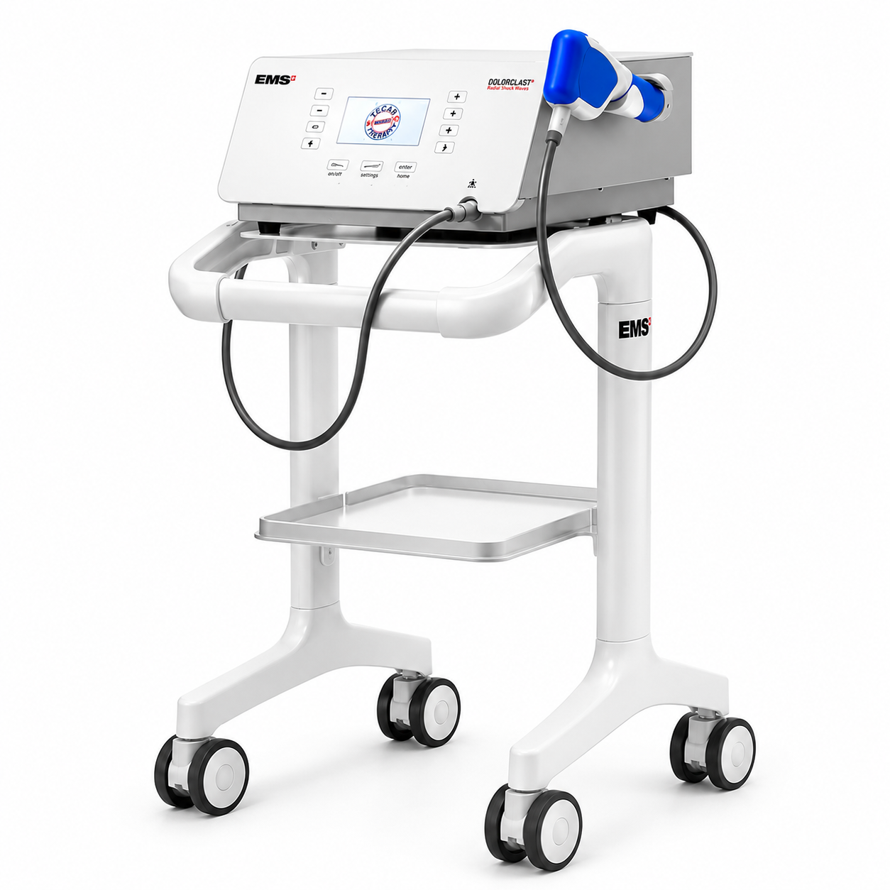 Shockwave device on cart with blue handle in white box