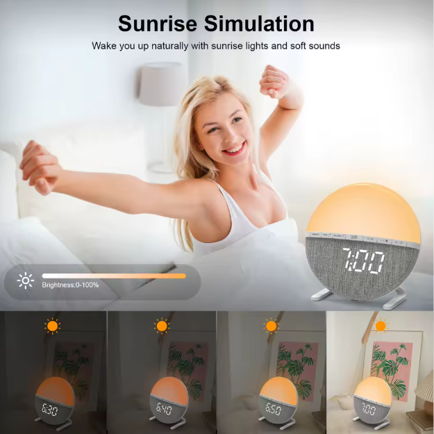 Simulated Sunrise Wake-Up Light Alarm Clock