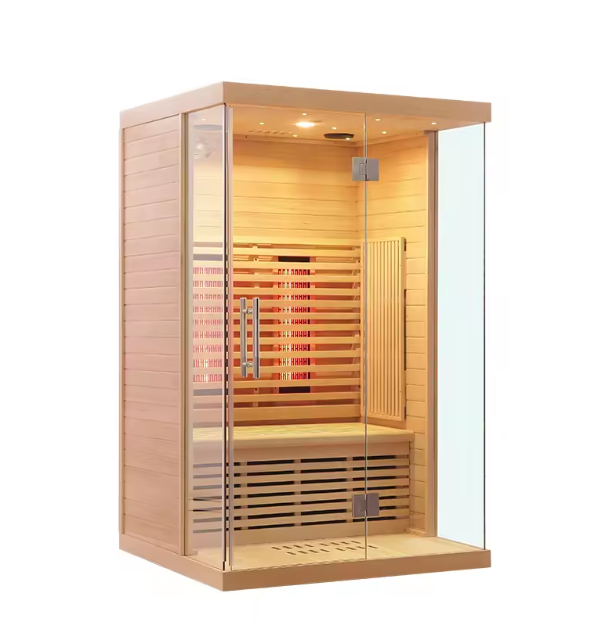 2-Person Infrared Sauna with Red Light Therapy Dual LED Panels 8 Heaters