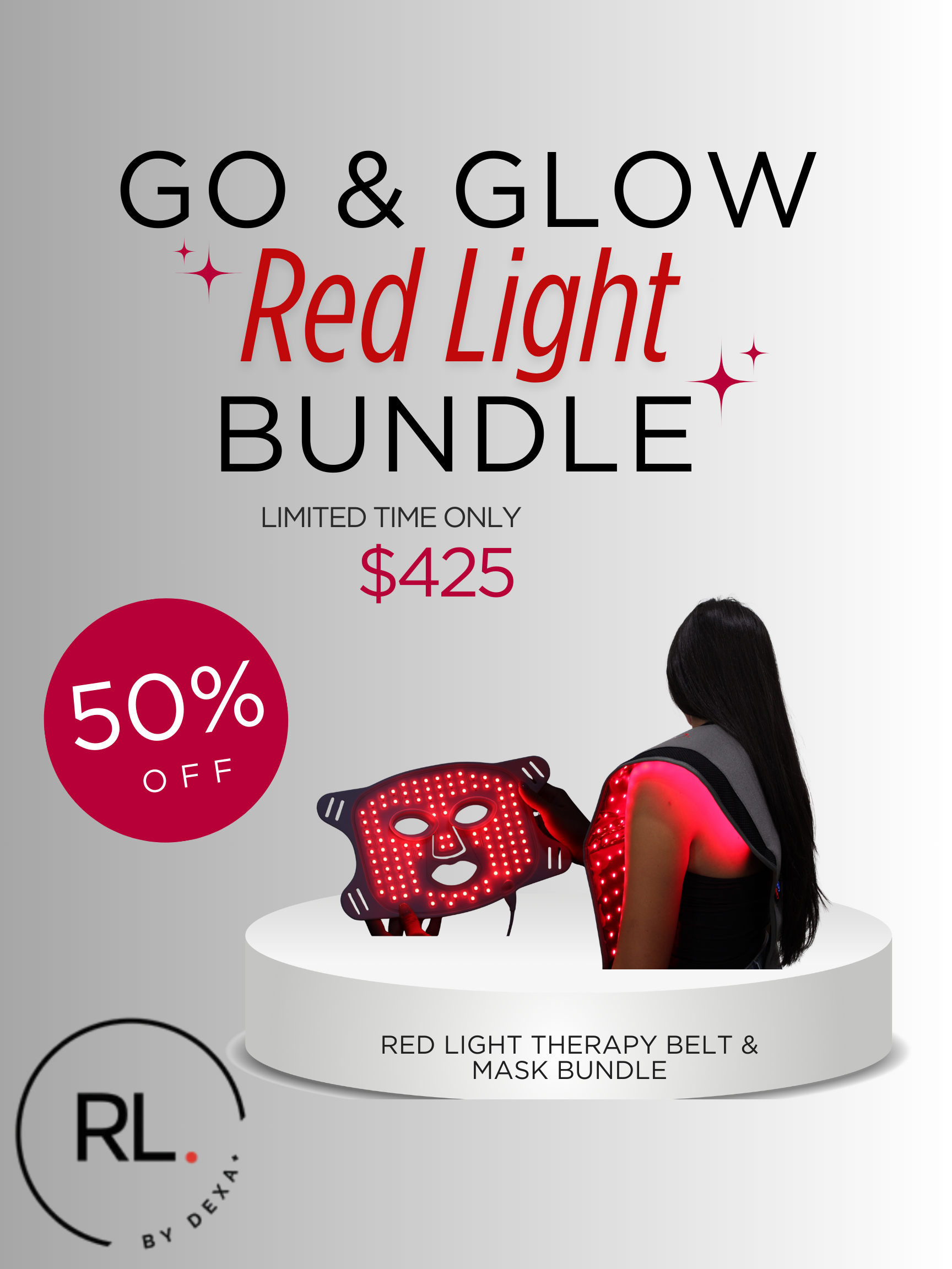 GO & Glow Bundle Red Light Mask & Belt