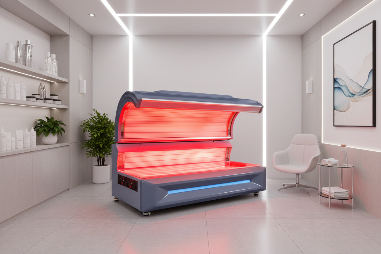 Red light therapy bed in clinical setting