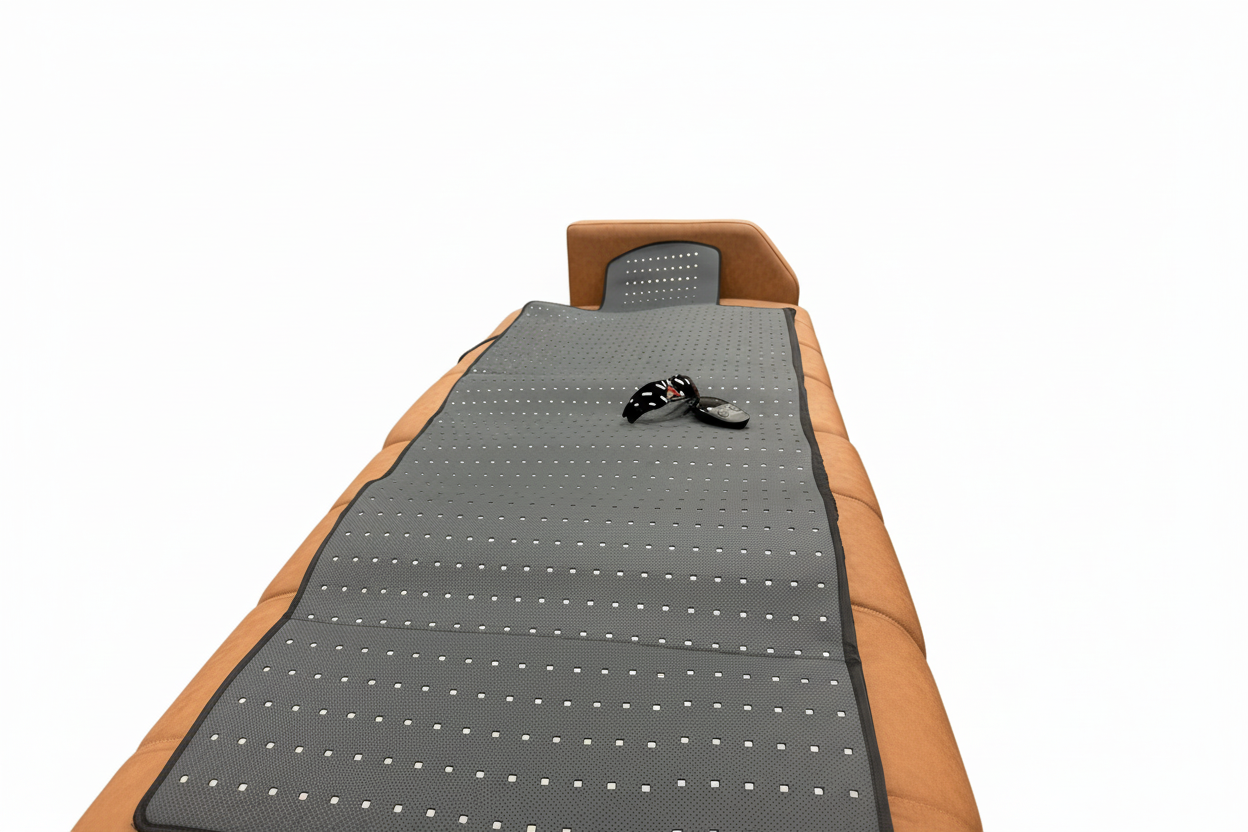 Red light therapy mat with white background